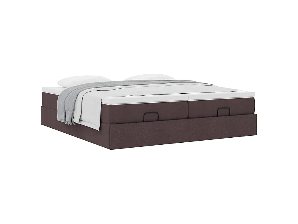 Ottoman-Bett mit Matratzen Dunkelbraun 180x200 cm Stoff