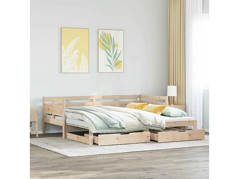 Slaapbank met onderschuifbed en lades zonder matras 90x190 cm