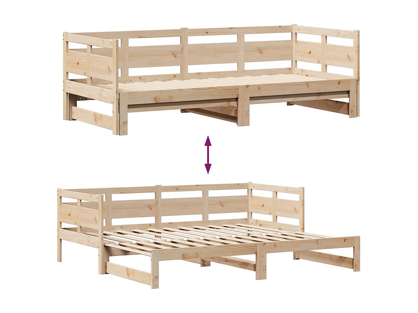 Sofá-cama com gavetão e gavetas sem colchão 90x190 cm