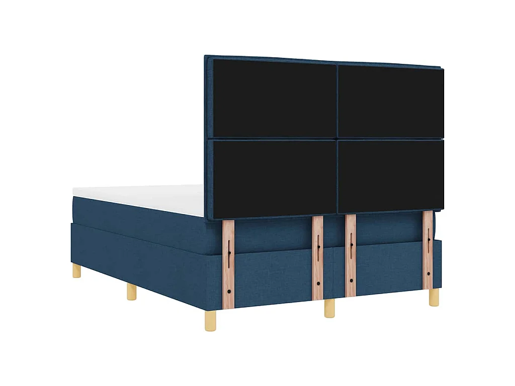 Cama Box com colchão com cabeceira Azul 140 x 190 cm tecido