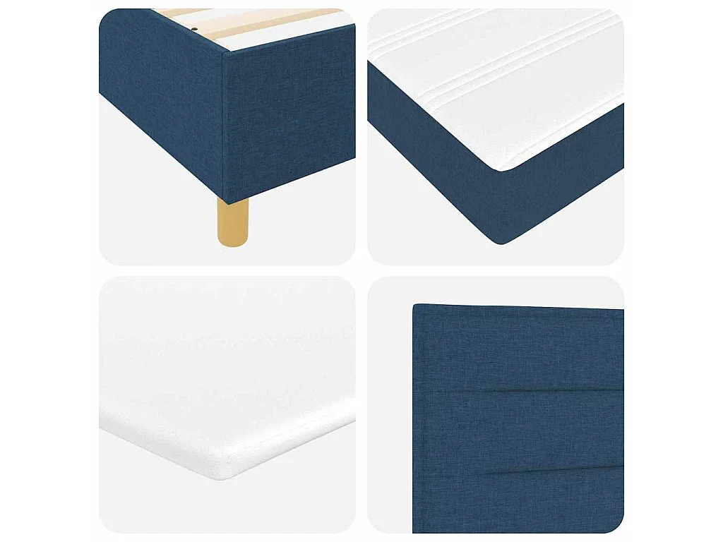 Cama Box com colchão com cabeceira Azul 140 x 190 cm tecido