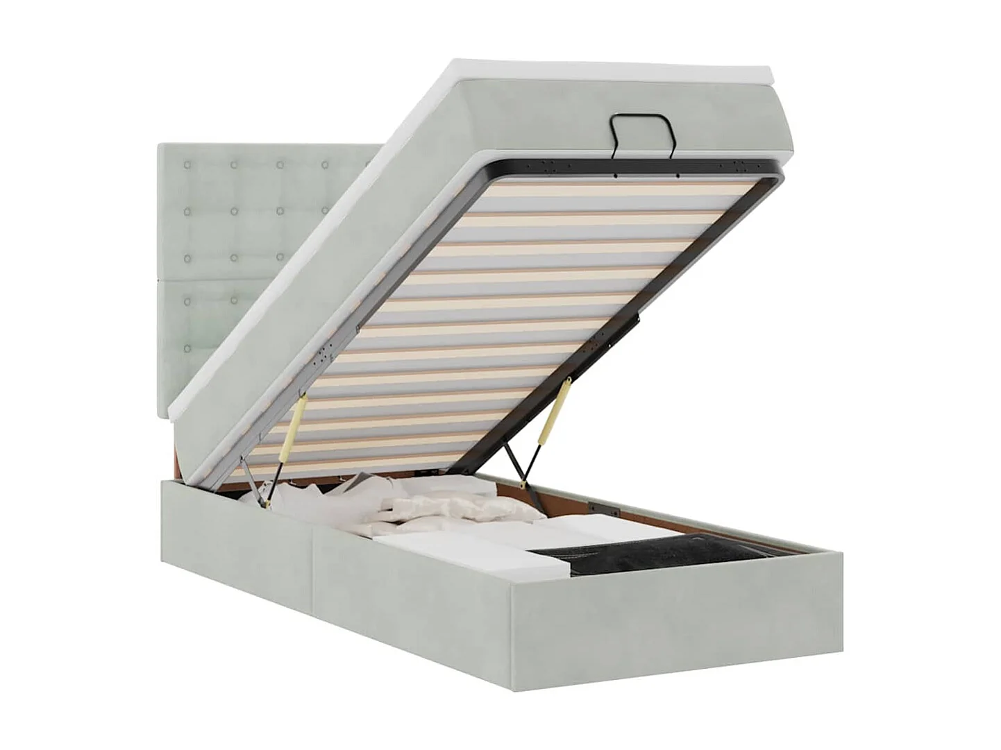 Ottoman bed met matrassen 90x190cm fluweel lichtgrijs