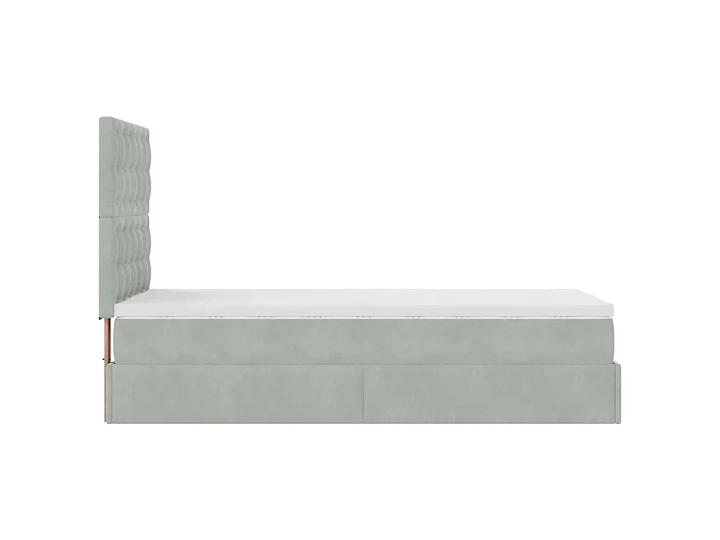 Ottoman bed met matrassen 90x190cm fluweel lichtgrijs