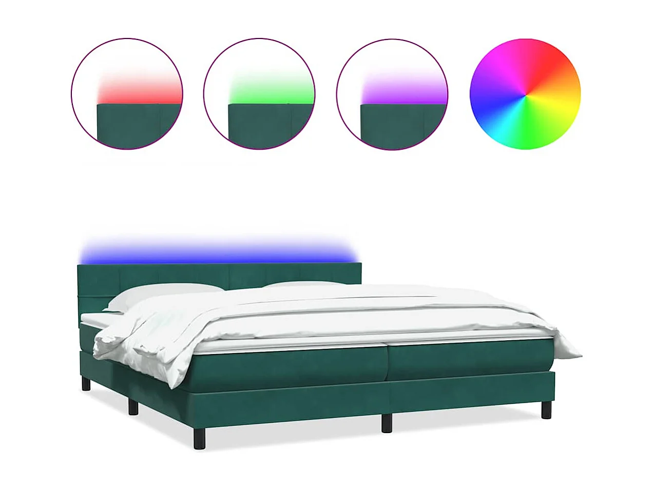Boxspring met matras en LED fluweel donkergroen 180x210 cm