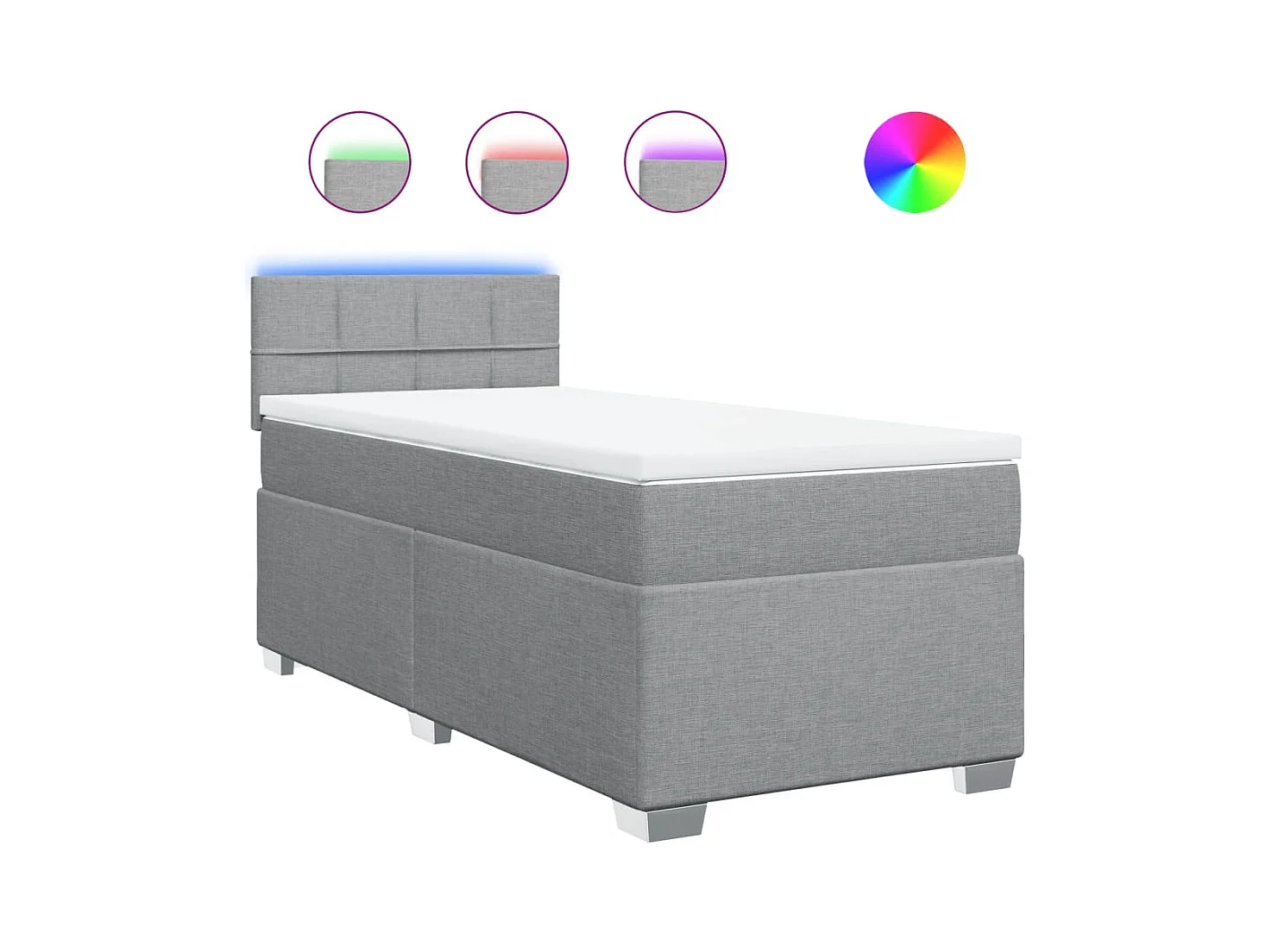 Sommier à lattes de lit avec matelas Gris clair 90x200 cm Tissu