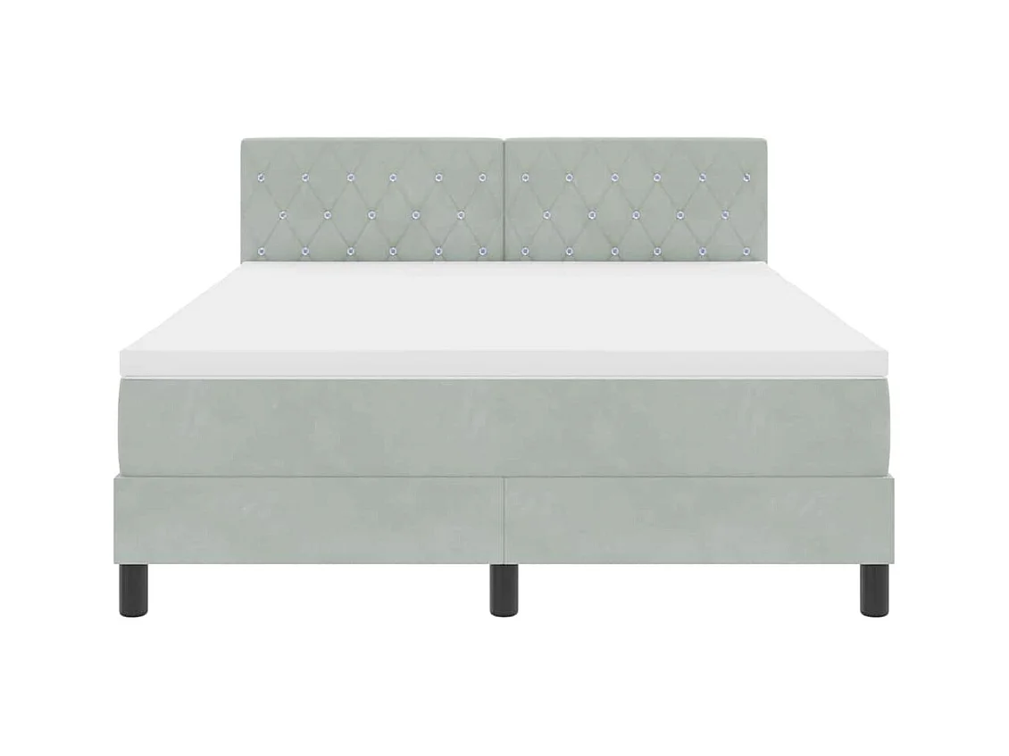 Cama Box Spring com Colchão Cinzento-claro 140 x 200 cm tecido