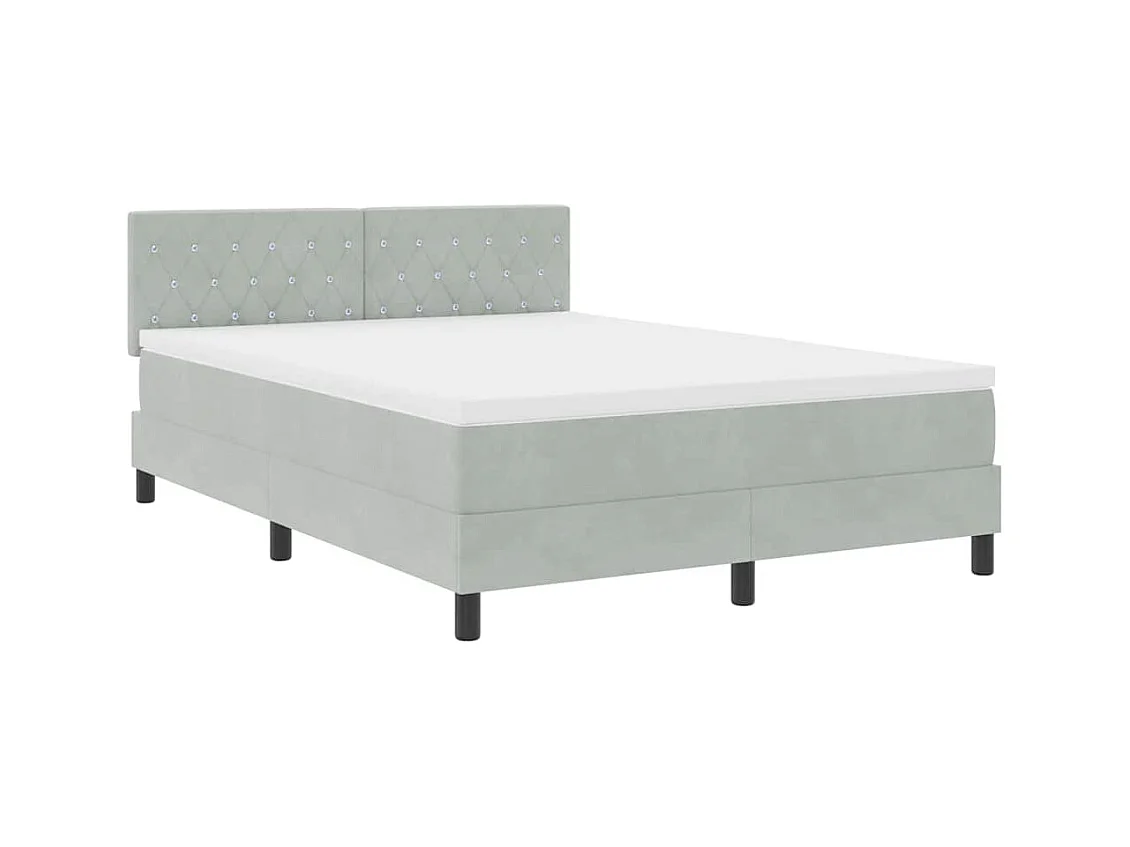 Lit à ressorts avec matelas Gris clair 140 x 200 cm tissu