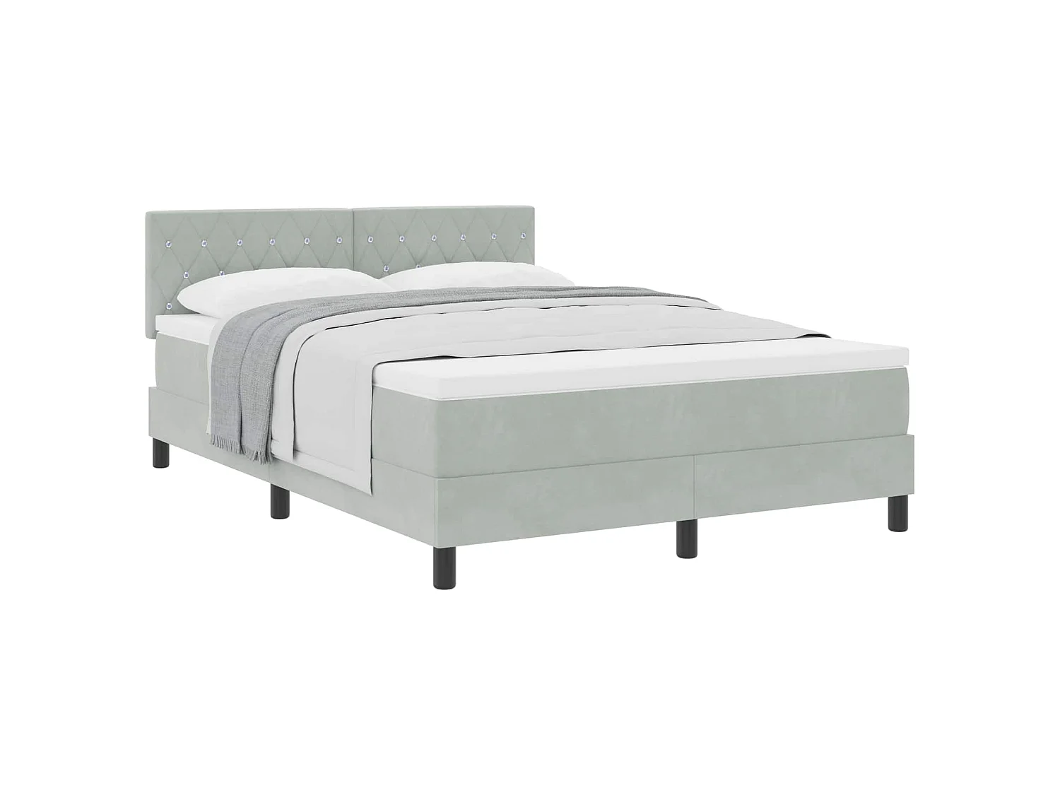 Cama tipo Box Spring Gris Claro 140 x 200 cm Terciopelo