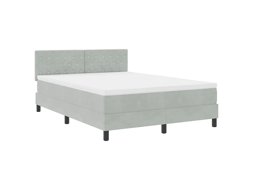Cama tipo Box Spring Gris Claro 140 x 200 cm Terciopelo