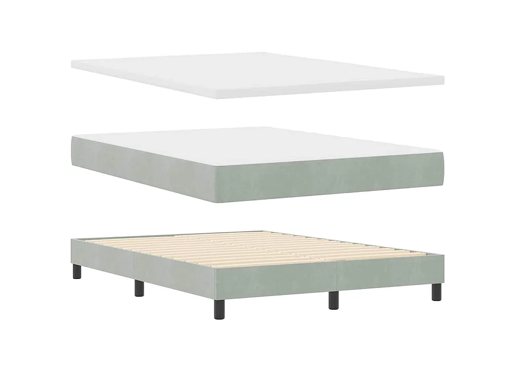 Cama tipo Box Spring Gris Claro 140 x 200 cm Terciopelo