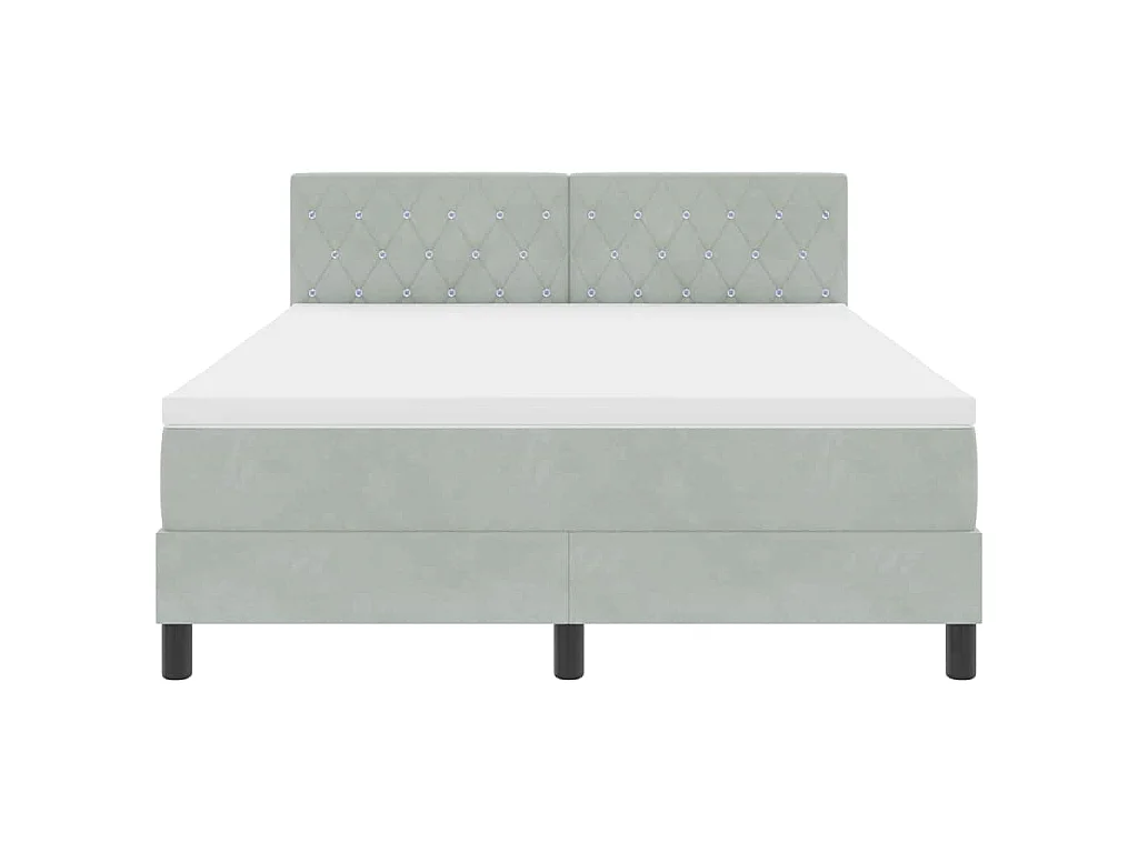Cama tipo Box Spring Gris Claro 140 x 200 cm Terciopelo