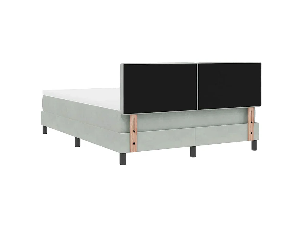Cama tipo Box Spring Gris Claro 140 x 200 cm Terciopelo