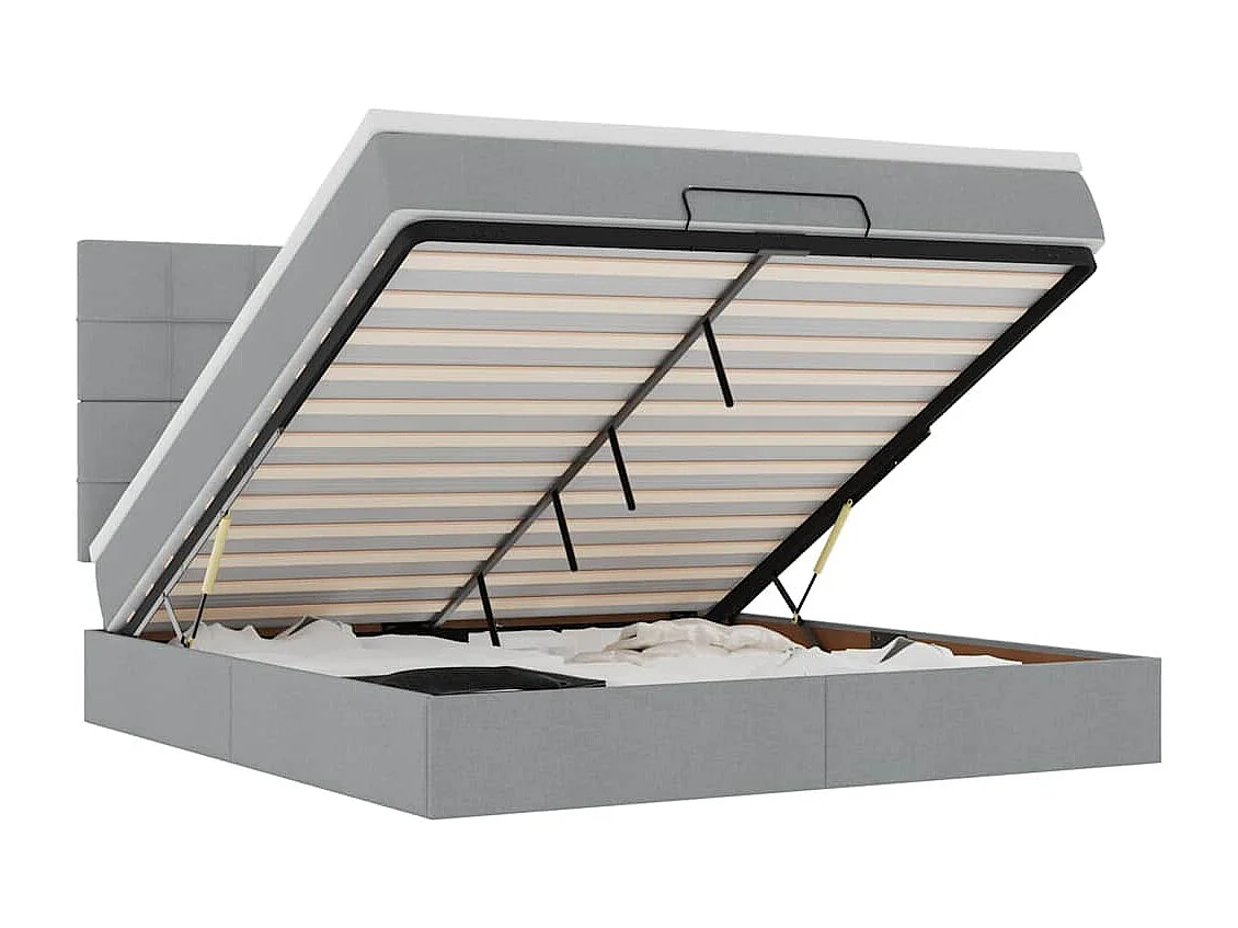 Ottoman-Bett mit Matratze Hellgrau 180x200 cm Stoff