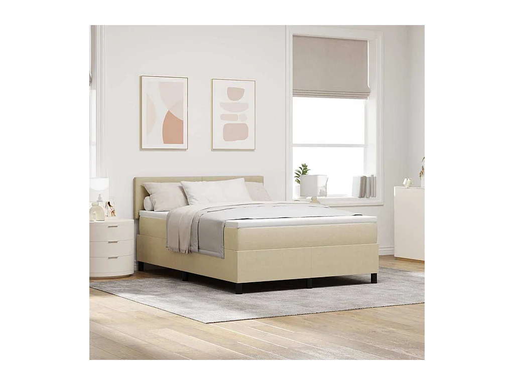 Lit à ressorts Manuel Gris clair et blanc 203 x 144 x 88 cm