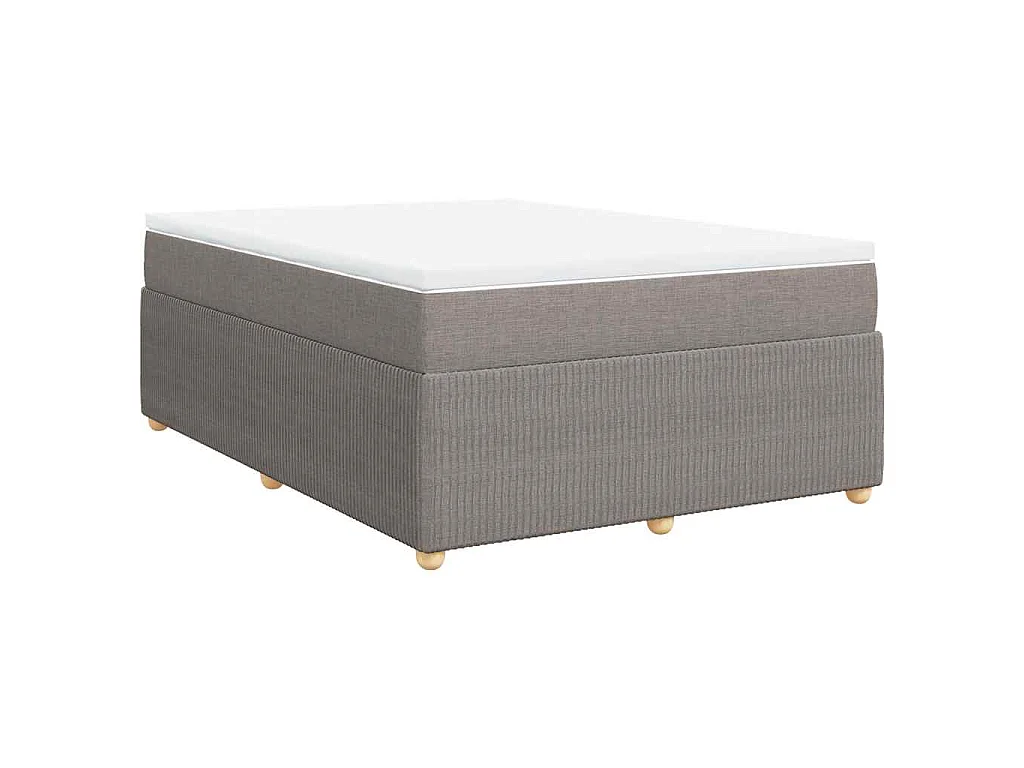 Cama box spring con colchón tela gris taupe 140x190 cm