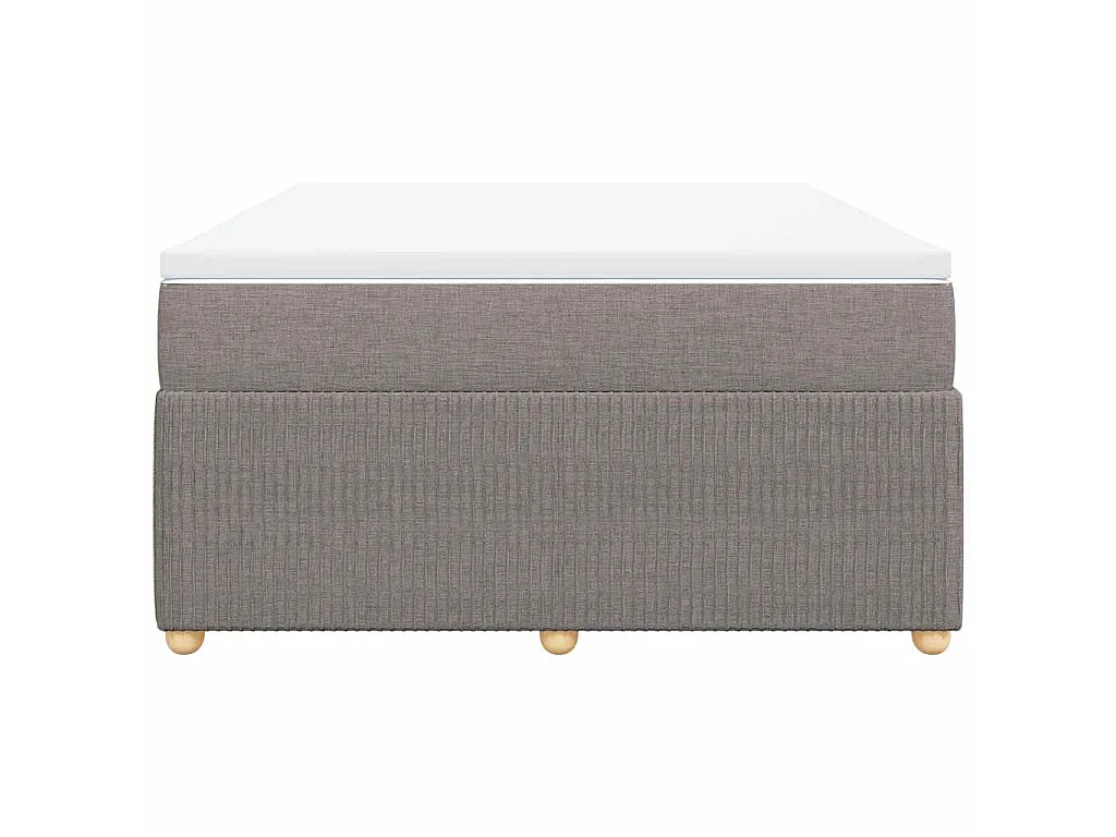 Cama box spring con colchón tela gris taupe 140x190 cm