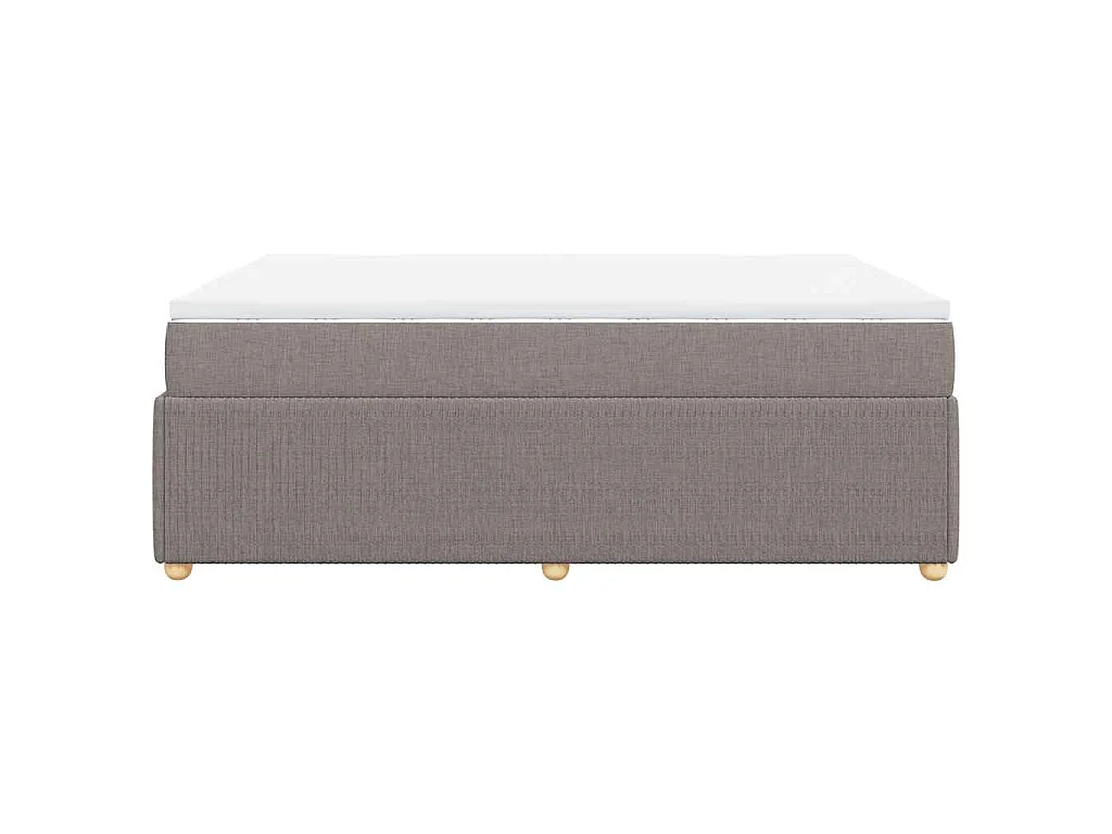 Cama box spring con colchón tela gris taupe 140x190 cm