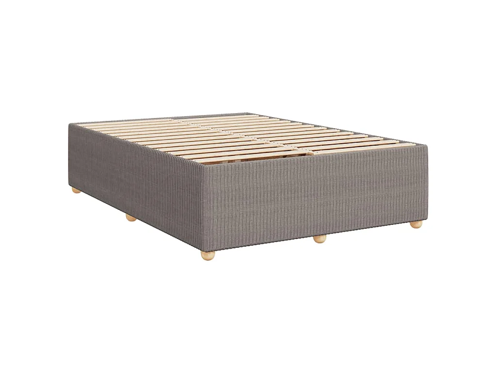 Cama box spring con colchón tela gris taupe 140x190 cm