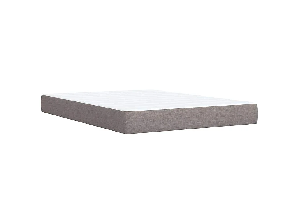 Cama box spring con colchón tela gris taupe 140x190 cm
