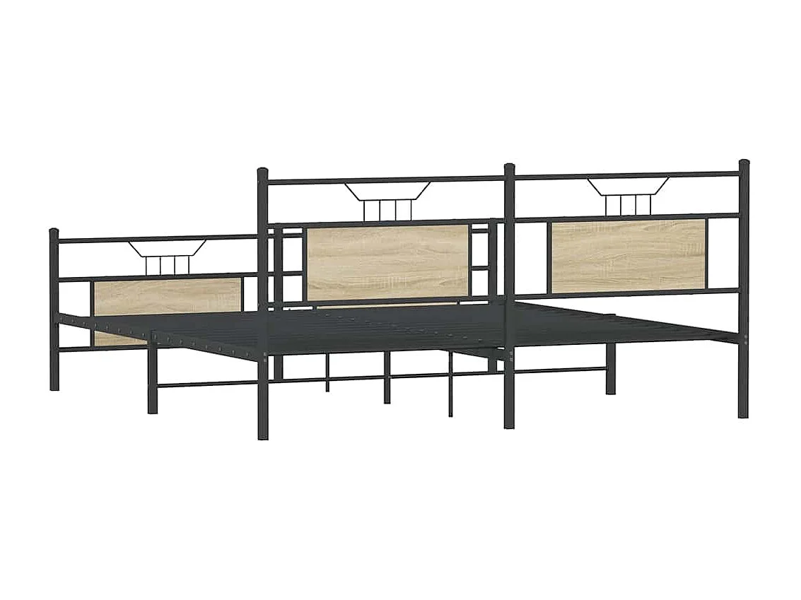 Metallbett ohne Matratze Sonoma-Eiche 180x200 cm