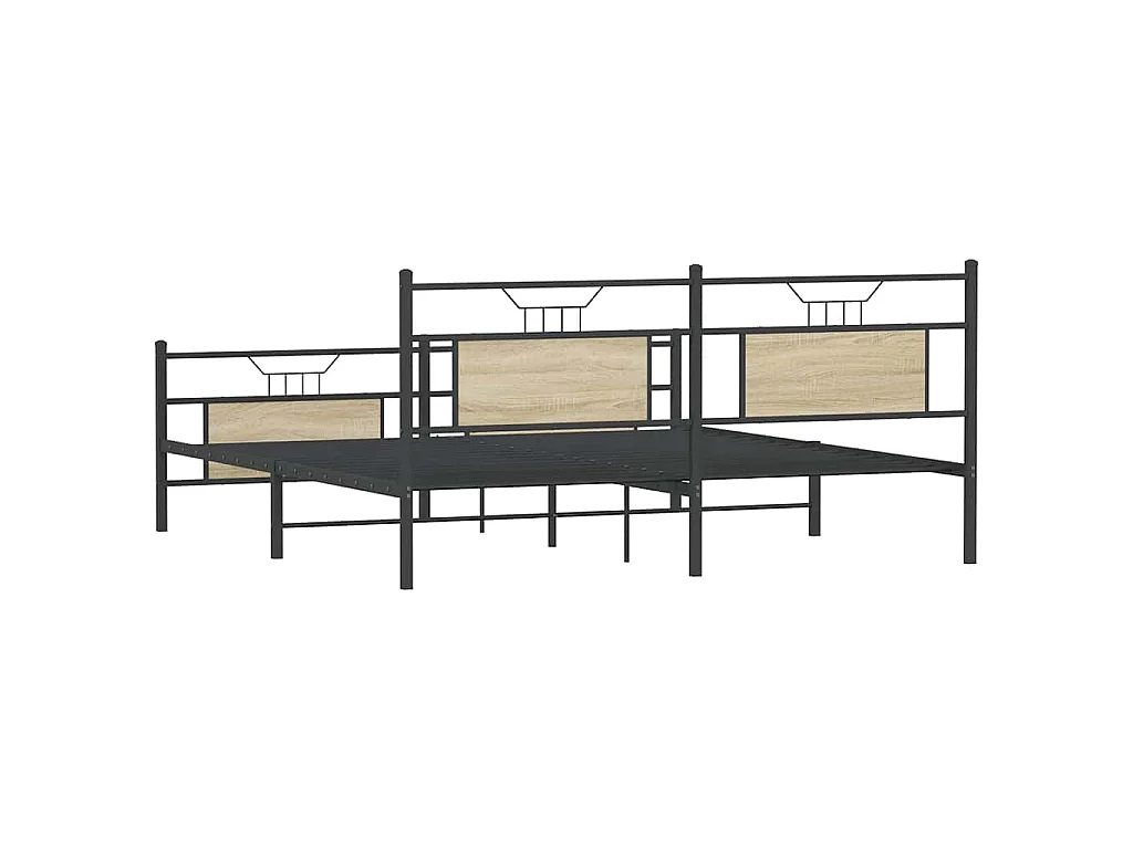 Cadre de lit en métal sans matelas chêne sonoma 180x200 cm