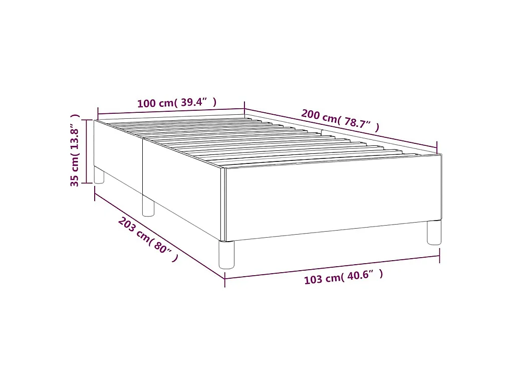 Cadre de lit sans matelas noir 100x200 cm tissu