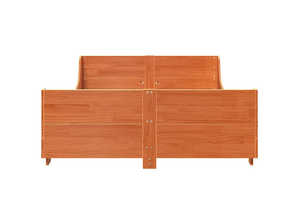 Cama sin colchón madera maciza de pino marrón cera 160x200 cm