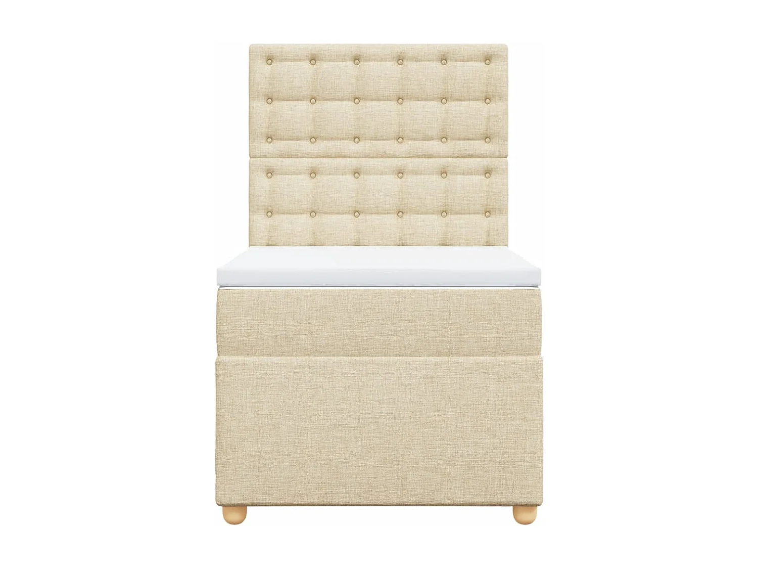 Cama box spring con colchón tela color crema 100x200 cm
