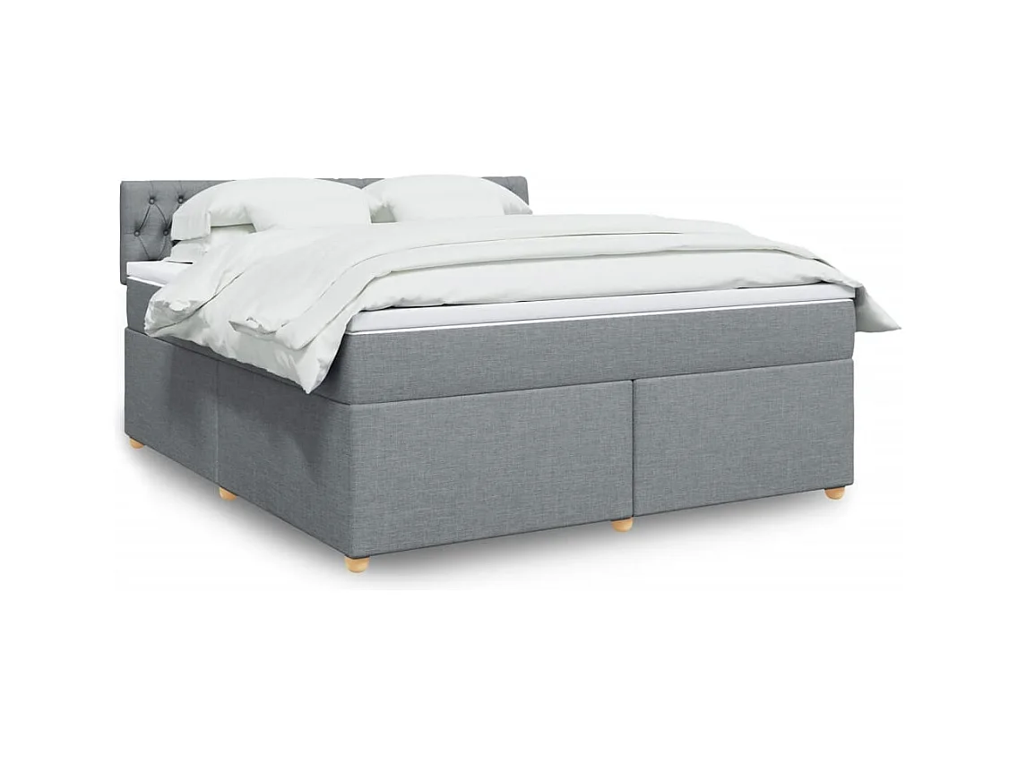 Boxspringbett mit Matratze Hellgrau 180x200 cm Stoff