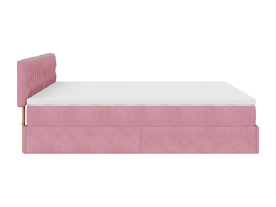 Struttura Letto Pouf con Materassi Rosa 180x200 cm Velluto