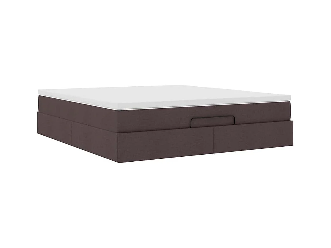 Cadre de lit ottoman avec matelas marron foncé 160x200 cm tissu