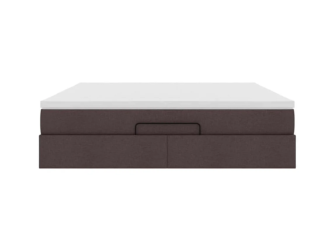 Cadre de lit ottoman avec matelas marron foncé 160x200 cm tissu
