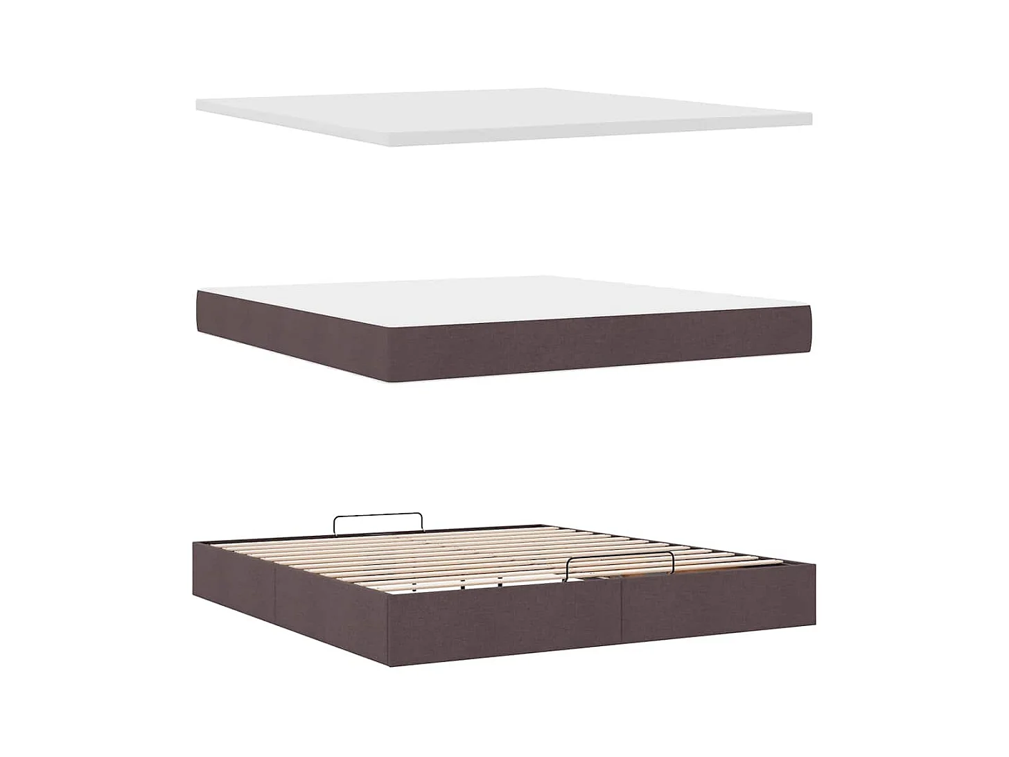 Cadre de lit ottoman avec matelas marron foncé 160x200 cm tissu