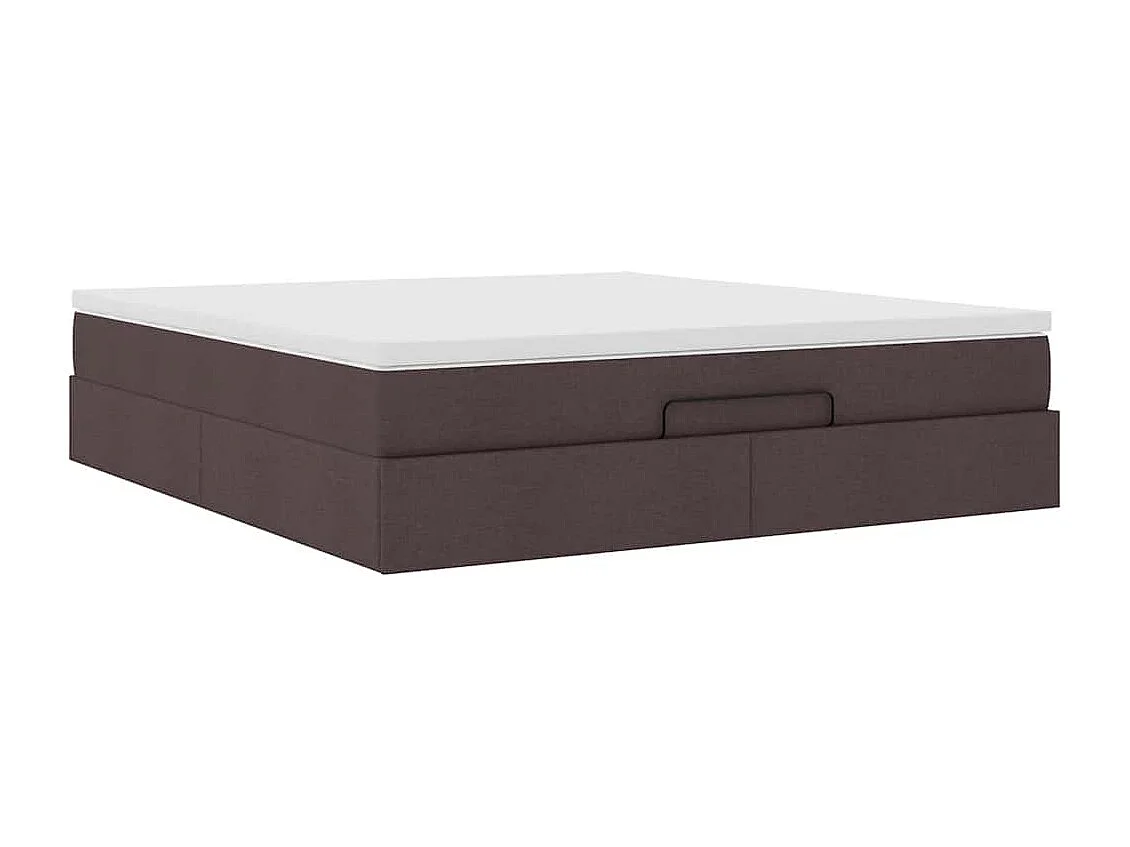 Cadre de lit ottoman avec matelas marron foncé 160x200 cm tissu