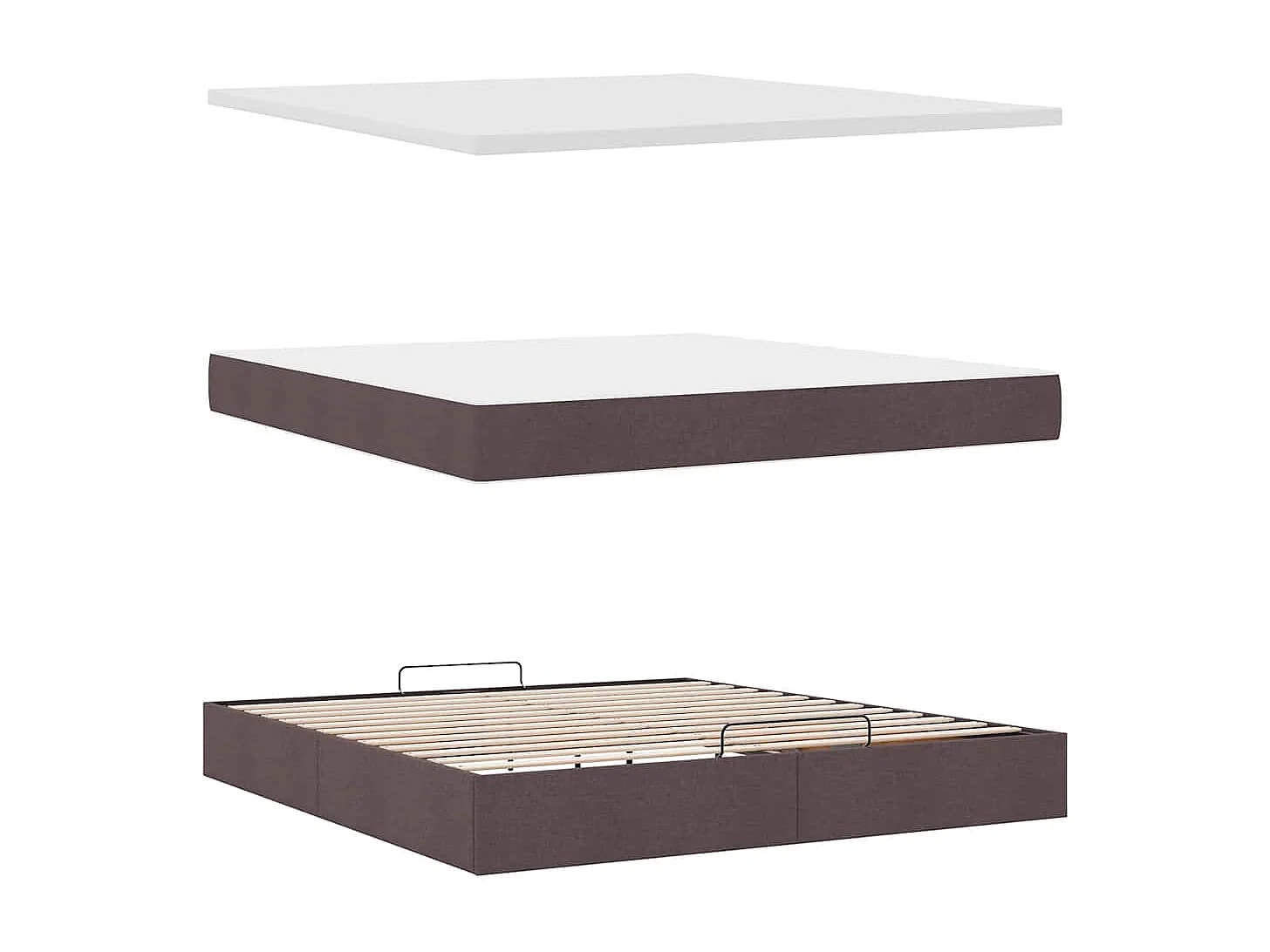 Cadre de lit ottoman avec matelas marron foncé 160x200 cm tissu