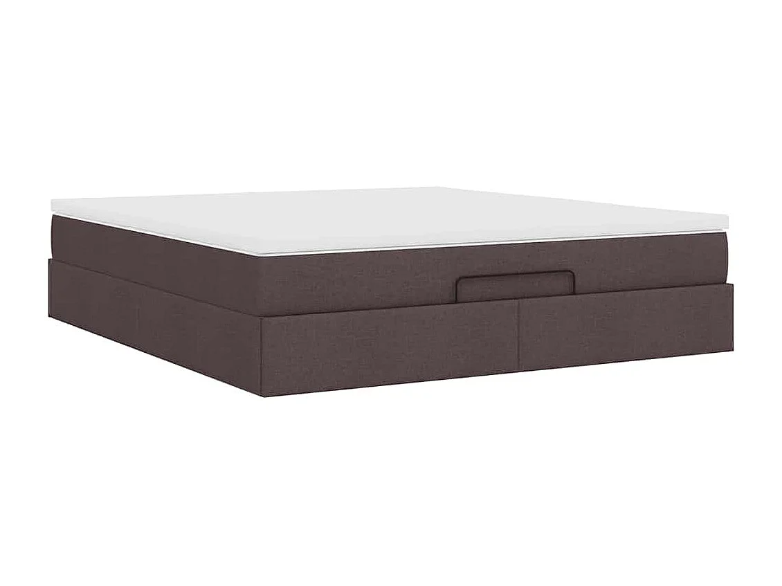Cadre de lit ottoman avec matelas marron foncé 160x200 cm tissu