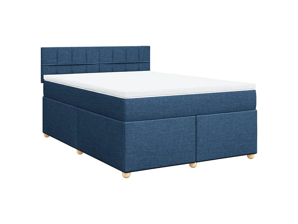 Boxspringbett mit Matratze Blau 140x200 cm Stoff