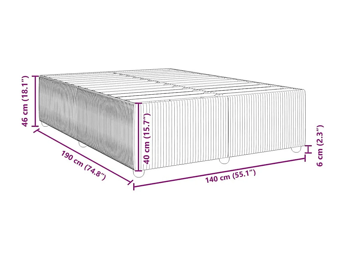 Cadre de lit sans matelas gris foncé 140x190 cm tissu