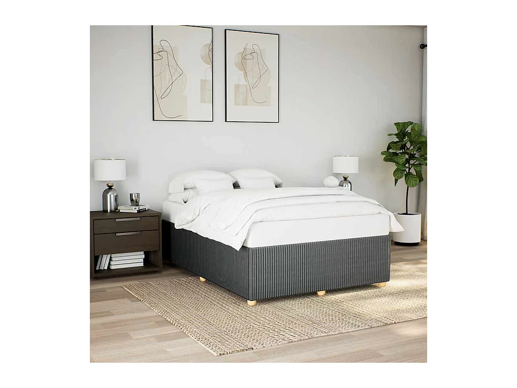 Bettgestell ohne Matratze Dunkelgrau 140x190 cm Stoff