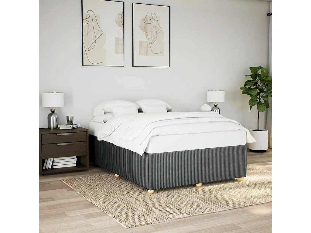 Bedframe zonder matras stof donkergrijs 140x190 cm
