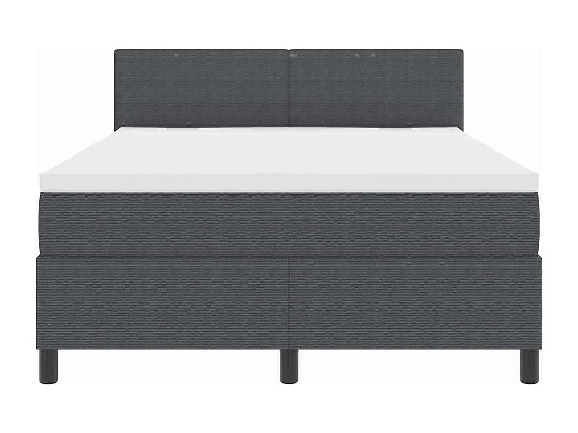 Letto a molle con testiera Grigio Scuro e Bianco 140 x 190 cm