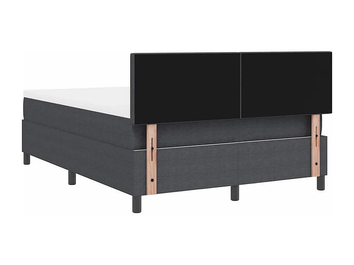 Letto a molle con testiera Grigio Scuro e Bianco 140 x 190 cm