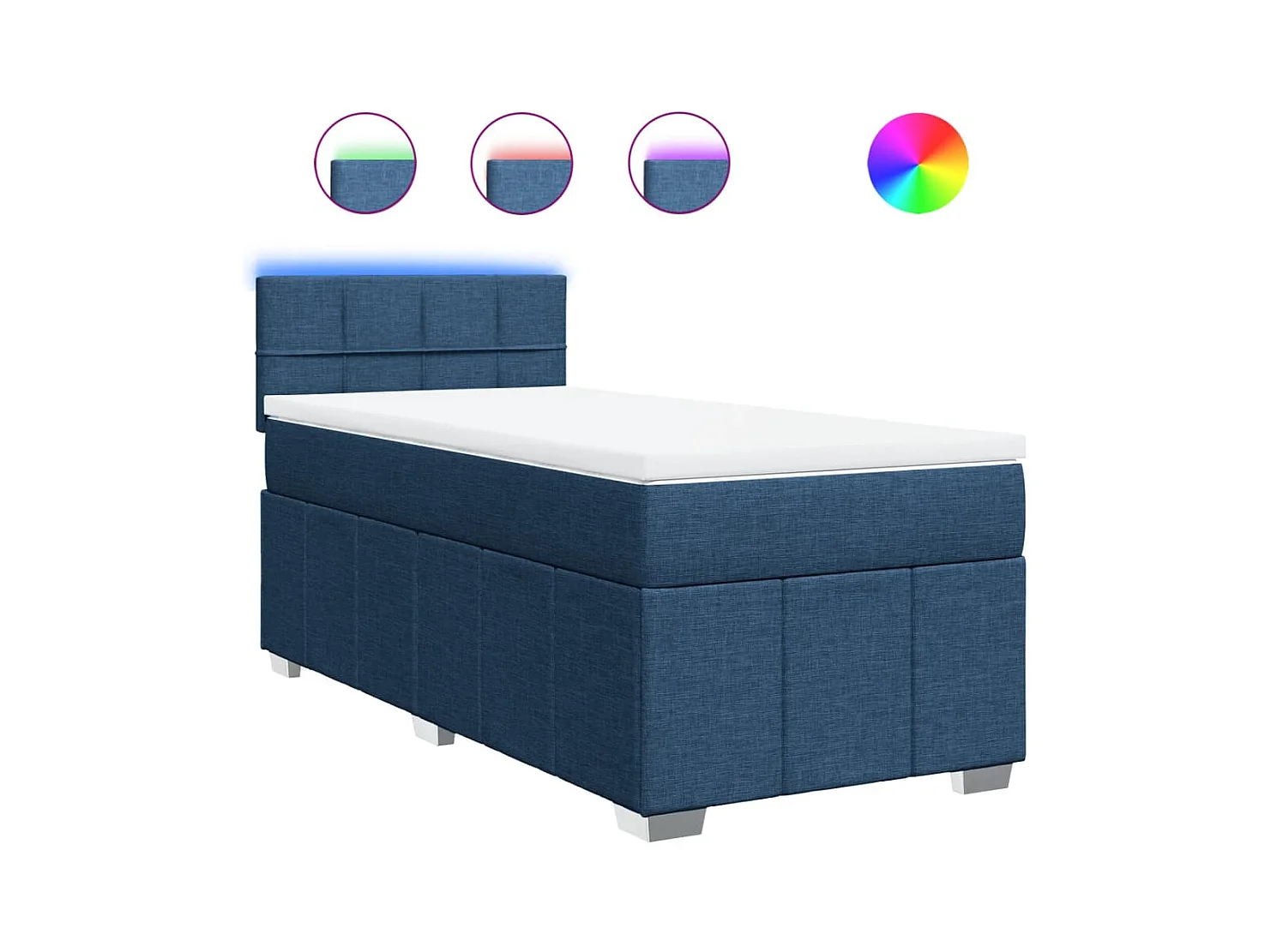 Boxspring met matras stof blauw 90x190 cm