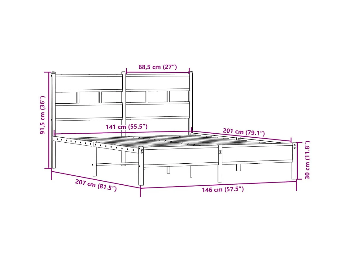 Bedframe zonder matras hout sonoma eikenkleurig 140x200 cm