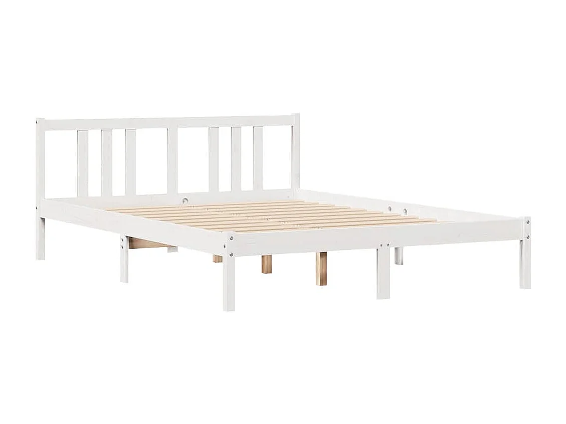 Cama sem colchão 140x200 cm madeira de pinho maciça branco