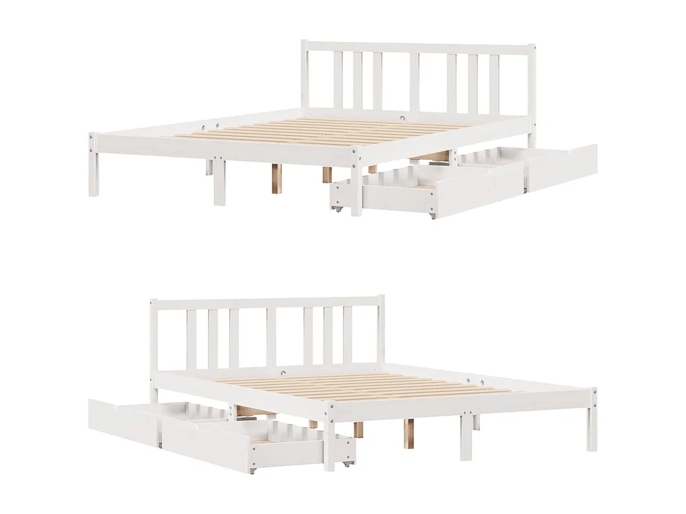 Cama sem colchão 140x200 cm madeira de pinho maciça branco