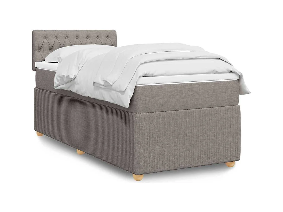 Sommier à lattes de lit avec matelas Taupe 100x200 cm Tissu