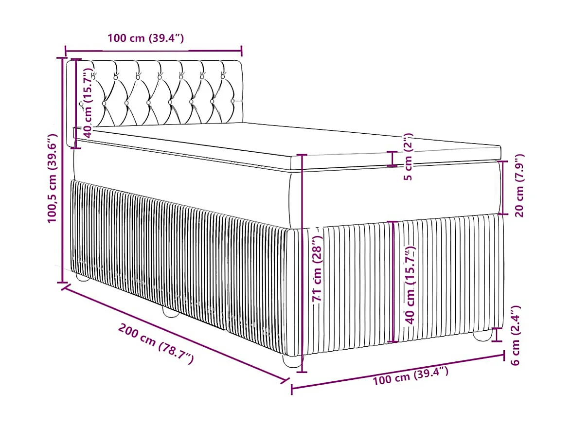 Sommier à lattes de lit avec matelas Taupe 100x200 cm Tissu