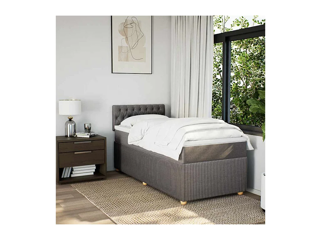 Boxspringbett mit Matratze Taupe 100x200 cm Stoff