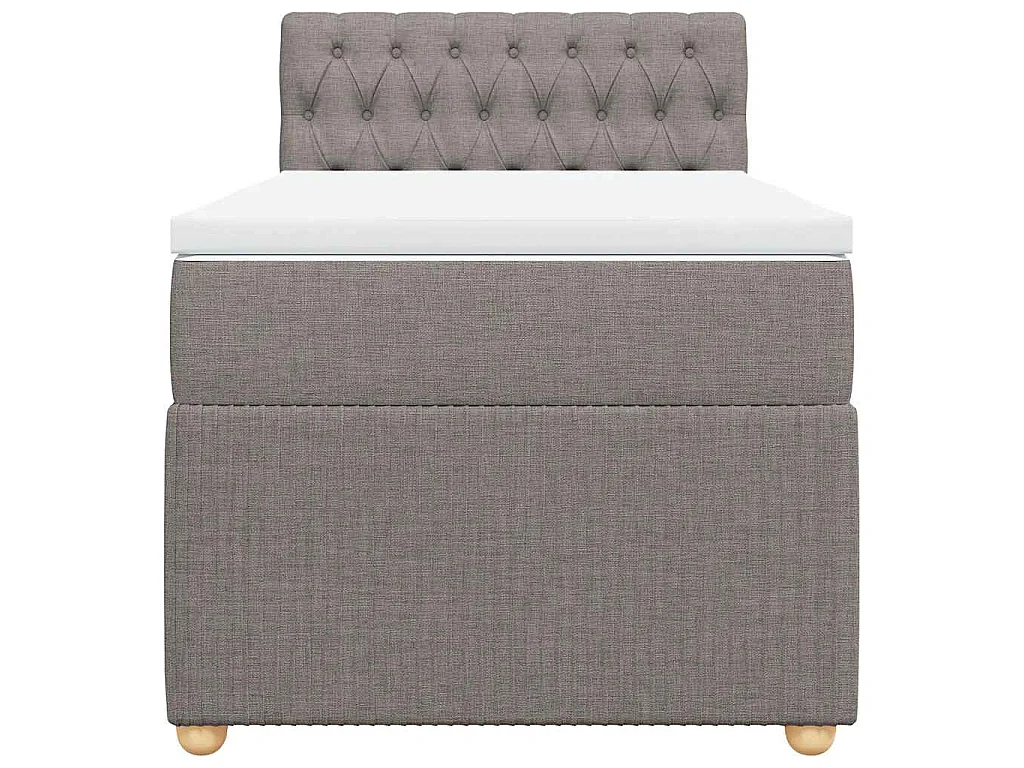 Cama box spring con colchón tela gris taupe 100x200 cm